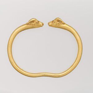 Met Musem of Art Vintage Goat Head Achaemenid Bangle Reproduction 24kt Goldplate
